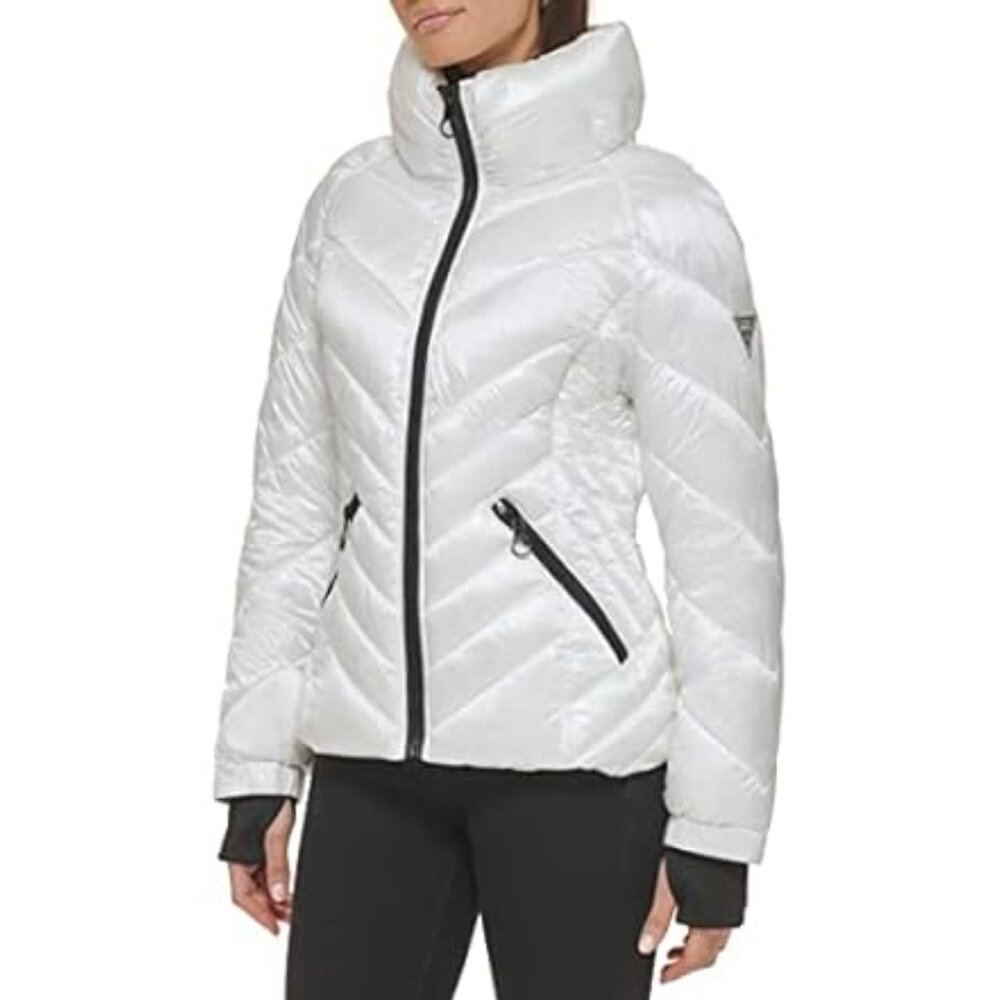 GUESS Storm Puffer Jacket White Brand New w Tags S